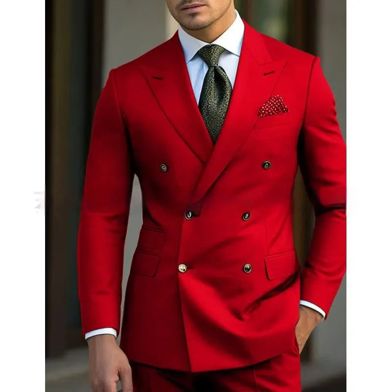 Men's light business two-piece suit in chemical fibre blend available in multiple colours and sizes XXS to 7XL