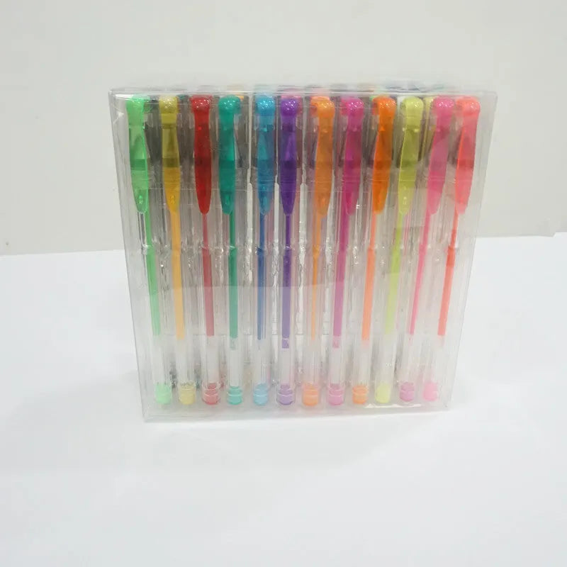 100 colour gel pen and watercolour pen set with highlighter pens in plastic shells