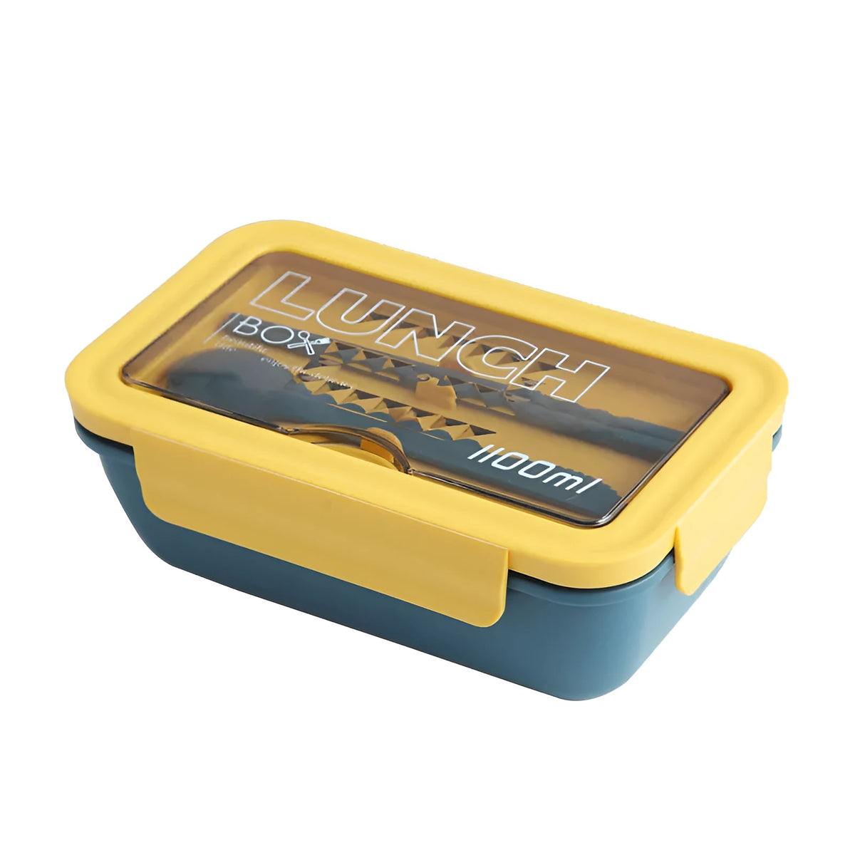 Four-layer partitioned bento lunch box in Nordic design with green, red, or yellow plastic construction