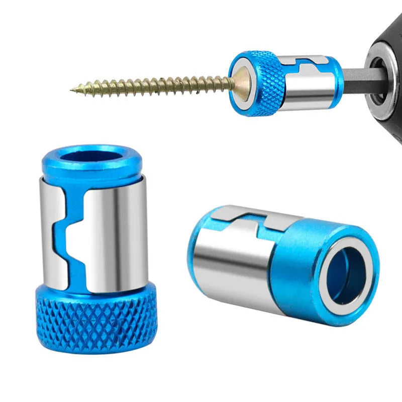 Light blue high carbon steel slotted screwdriver bit with a blue magnetic ring.