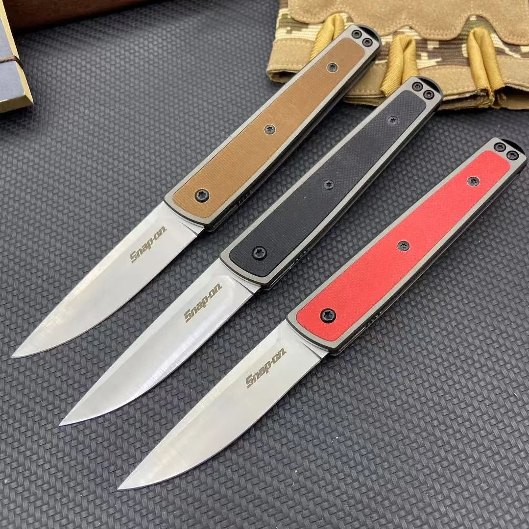 Folding fruit knife with 7cm blade in black, coffee, or red colour options