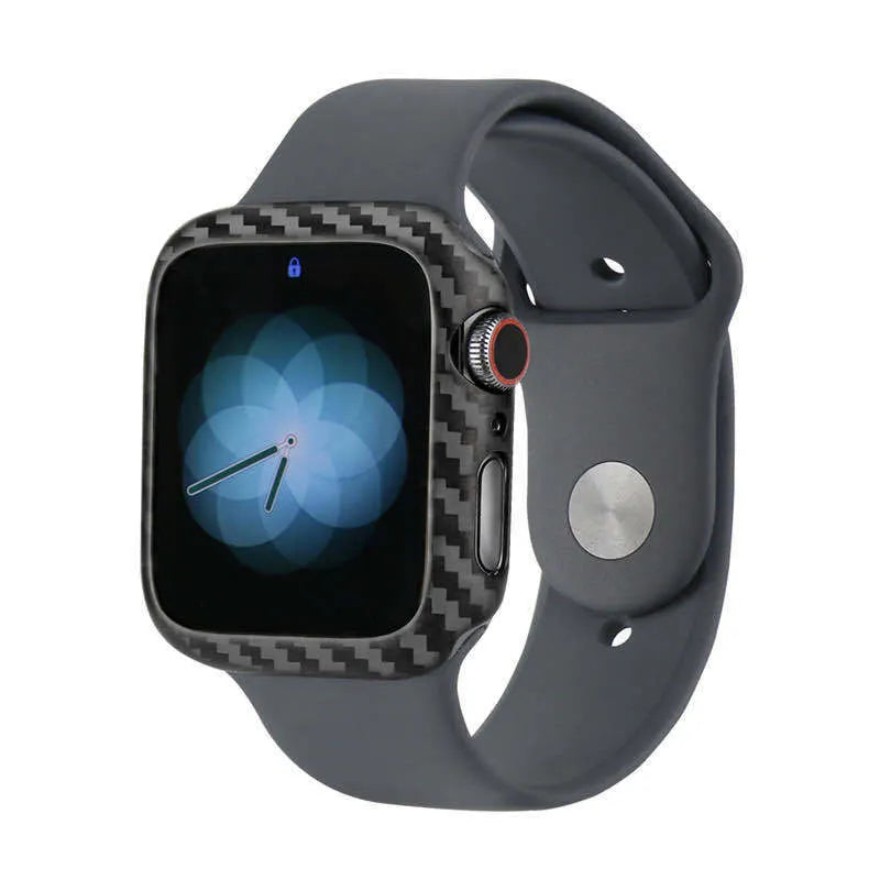 Ultra-thin bright black half wrap leather case on a 44mm Apple Watch Series 4