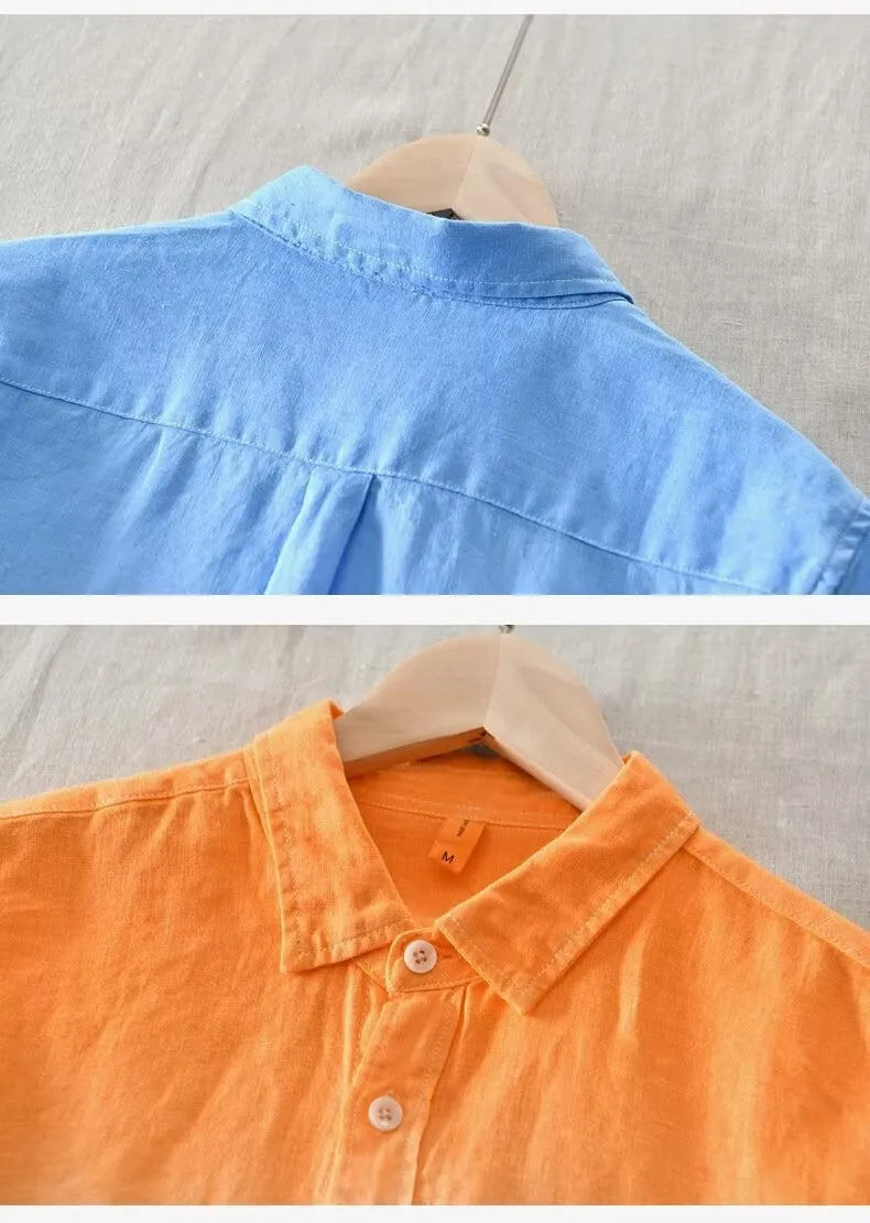 Men's loose casual top coat in slim fit, available in dark blue, light blue, and yellow colours.