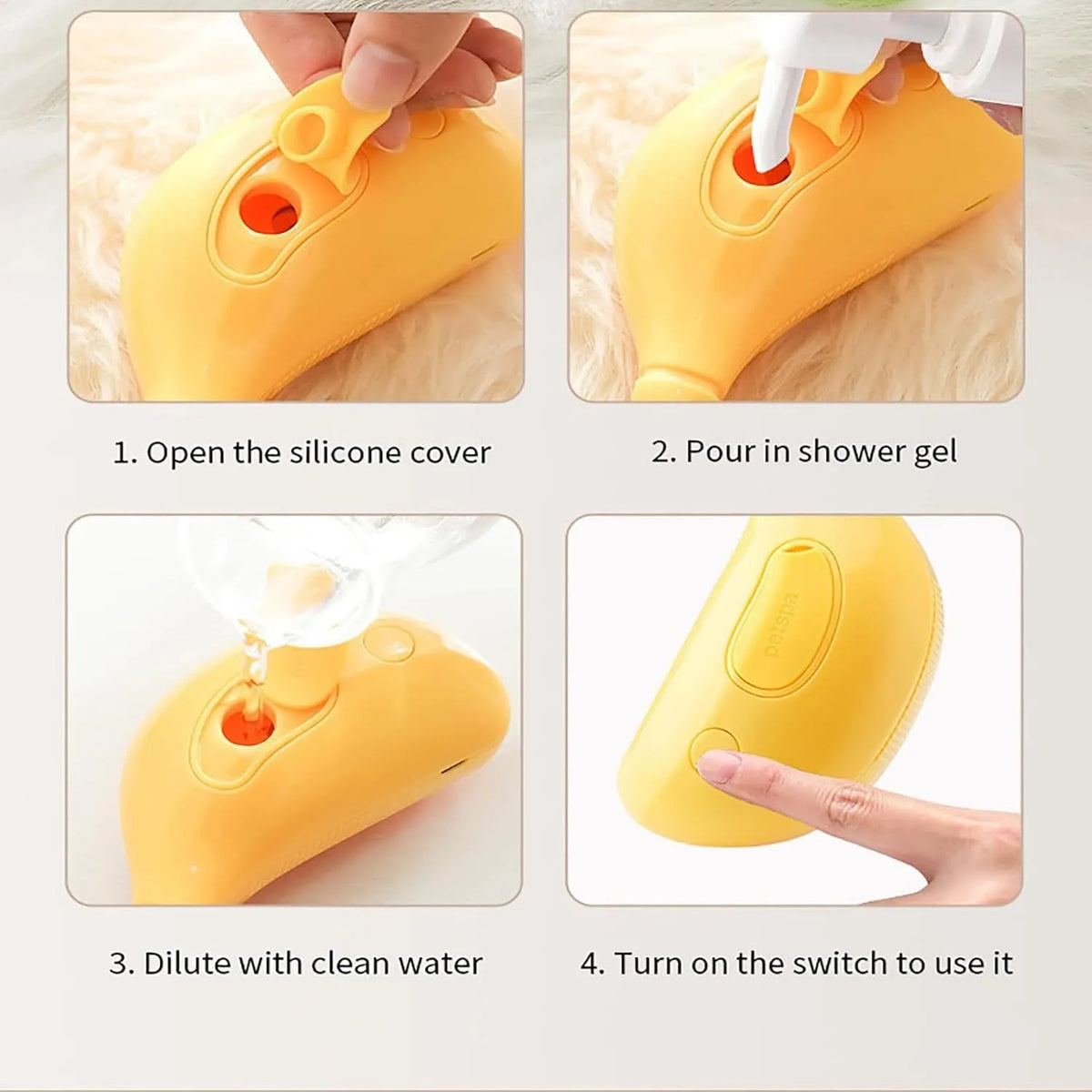 Green rechargeable 3-in-1 cat steam brush with silicone teeth and massage function