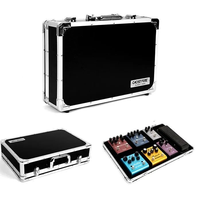 T-EC8 aviation box guitar effect processor unit inside a black flight case with latches.