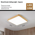 Nordic wood grain finish LED bedroom light with modern simple iron art design