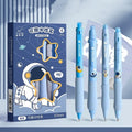 Erasable cartoon press gel pen with 0.5mm tip in various black and blue design options.