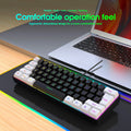 Wired 61-key membrane keyboard with white and black colour scheme showing compact design and USB cable