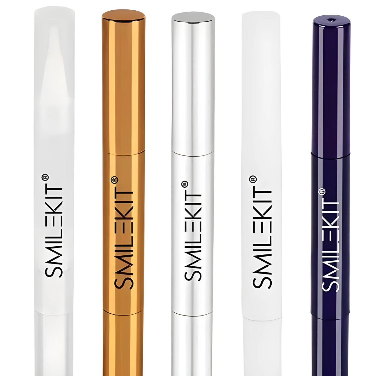 Teeth whitening pen with plastic and aluminium case options in various colours