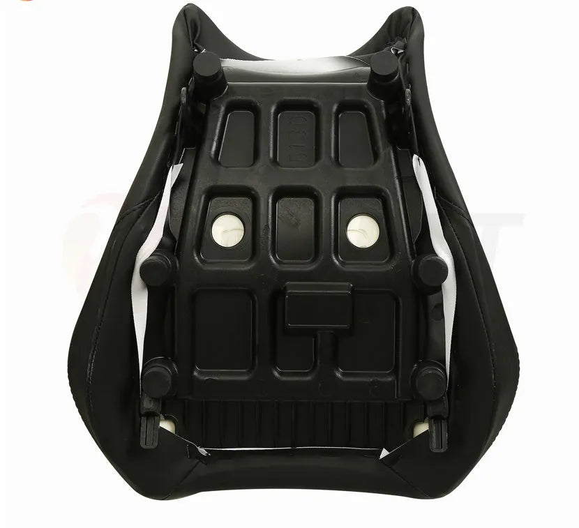 Suzuki GSXR1000 motorcycle with black PU leather seat covers on both front and rear seats.
