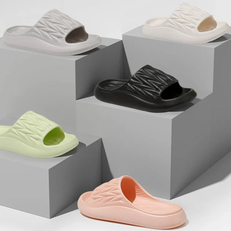 Leaf texture design EVA slippers in various colours for indoor household wear
