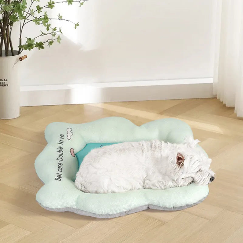 Green pet cooling mat for dogs and cats with ice silk fabric in large size