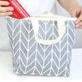 Arrow print polyester makeup bag with zipper closure for cosmetic storage.
