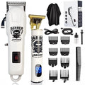 Rechargeable stainless steel hair clipper with 4-in-1 grooming accessories and USB charging cable