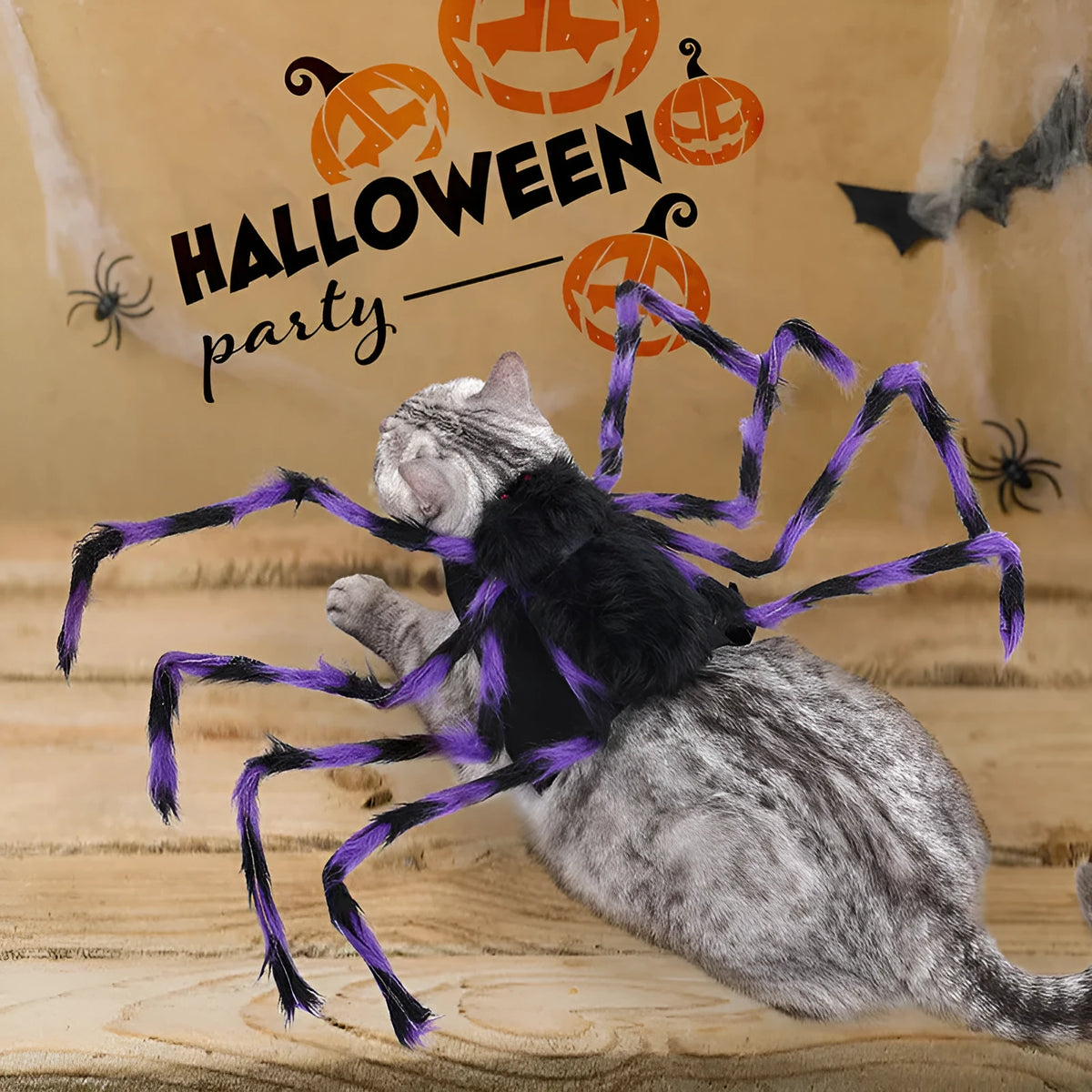 Halloween spider costume for pets in four colour options with size choices