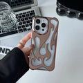 Electroplating hollow flame pattern iPhone case in metallic finish with TPU soft shell protection