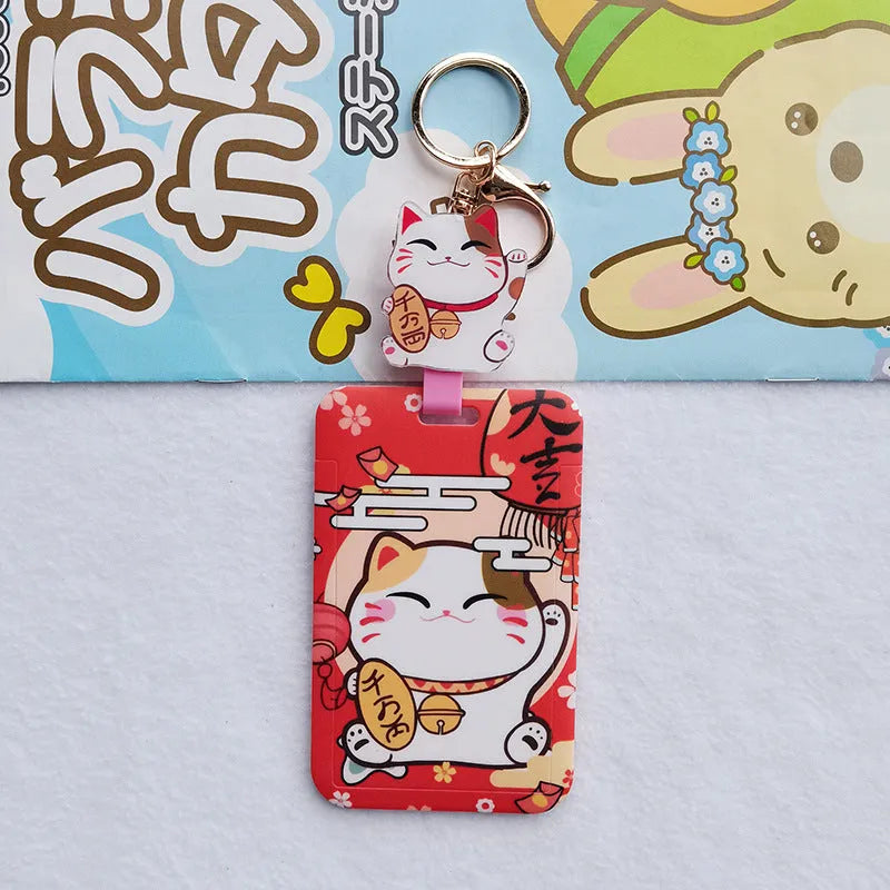 Lucky Cat plastic cartoon certificate sleeve set with ferrule pendant in decorative styles