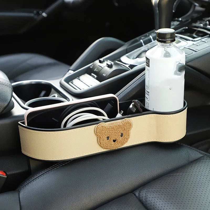 Cartoon bear car seat gap storage organiser box made from PU leather