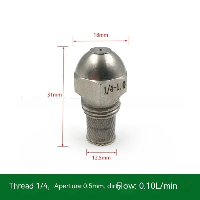 304 stainless steel two-point spray nozzle with 1/4 thread connection and multiple aperture size options