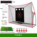 Golf wedge training net with straw practice mat and red practice balls