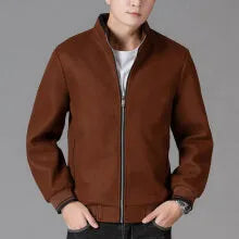 Men's gray fleece sports jacket with long sleeves and a chest pocket.