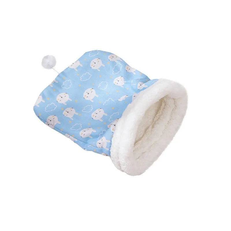 Cat sleeping bag nest pet bed with flannel lining measuring 50 by 40 centimetres