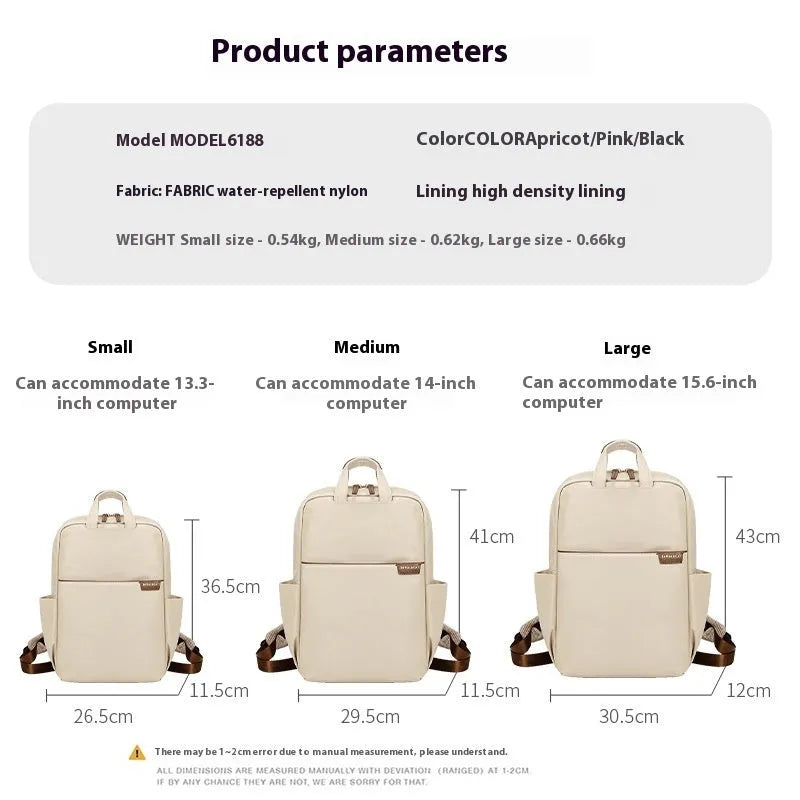 Simple canvas travel women's backpack showing internal laptop compartment and organisation pockets