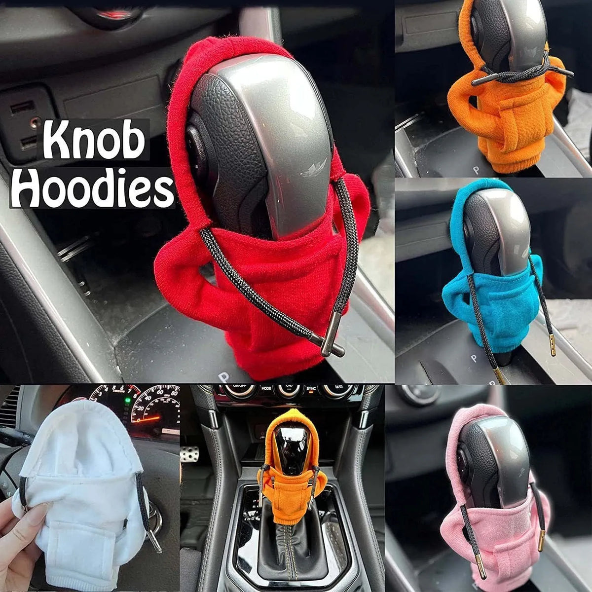 Cloth gear shift knob cover measuring 13 by 8 cm in various colours