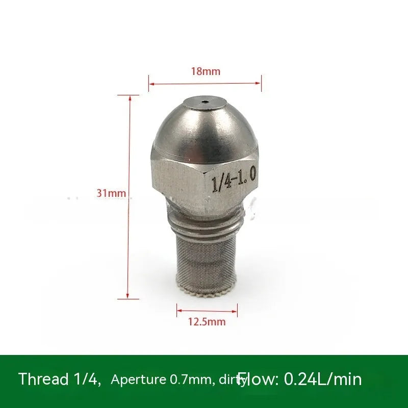 304 stainless steel two-point spray nozzle with 1/4 thread connection and multiple aperture size options