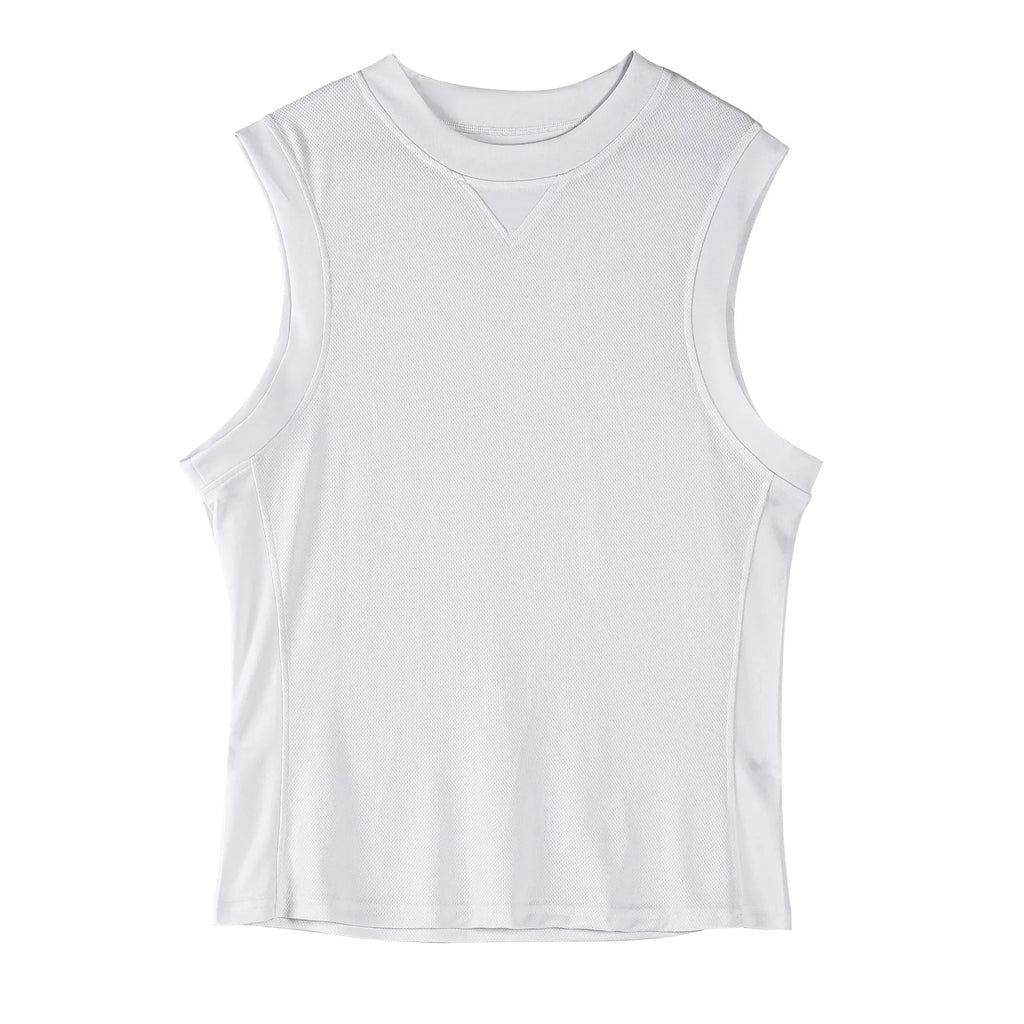 Men's loose fit summer sports vest in black chemical fibre blend fabric