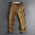 Men's cotton work trousers with 3D cut and N1 buckle belt in khaki and dark blue colours