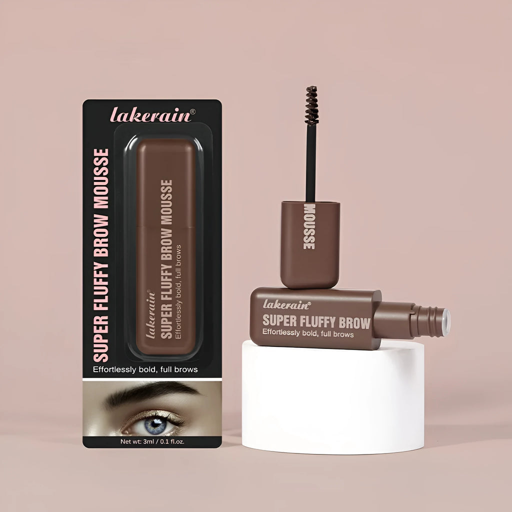 Eyebrow cream mousse tube with six shade options for brow definition