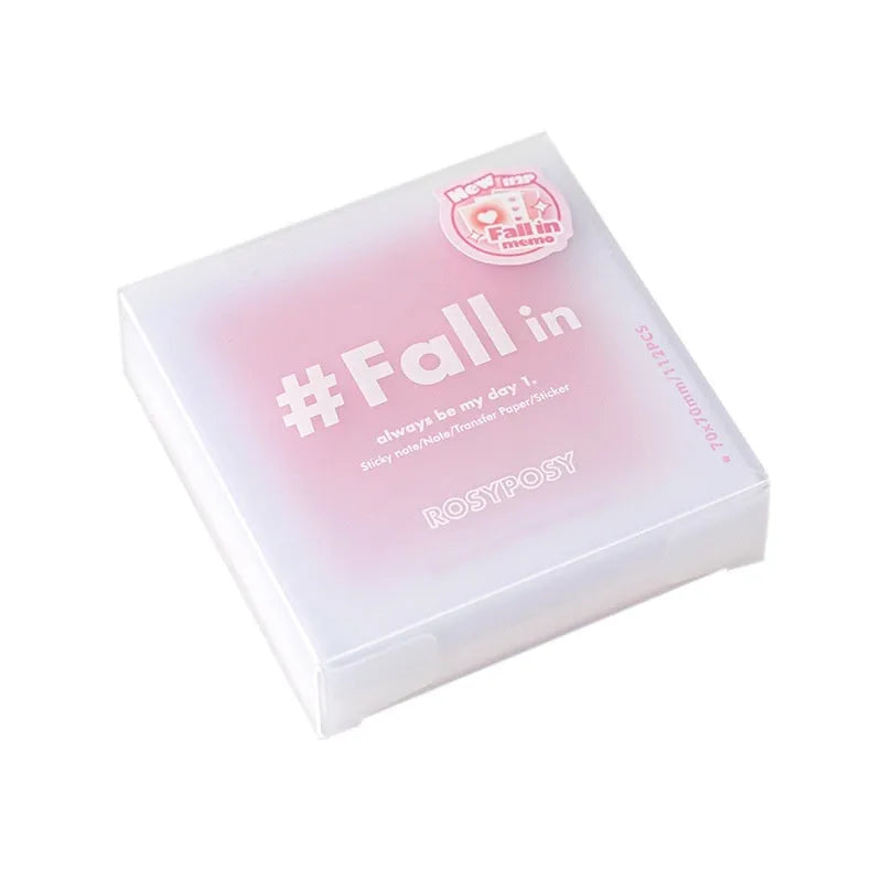 Square 70mm multifunctional notepad with gradient parchment paper, shown in blush colour.