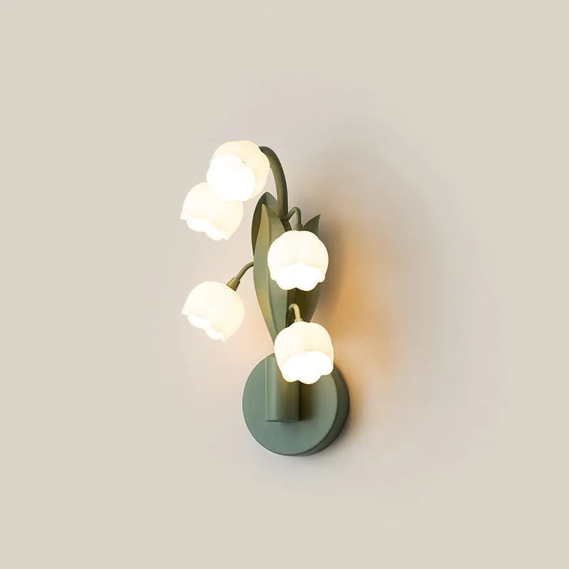 Modern French pastoral wall lamp with a white PC shade and tricolour light settings.