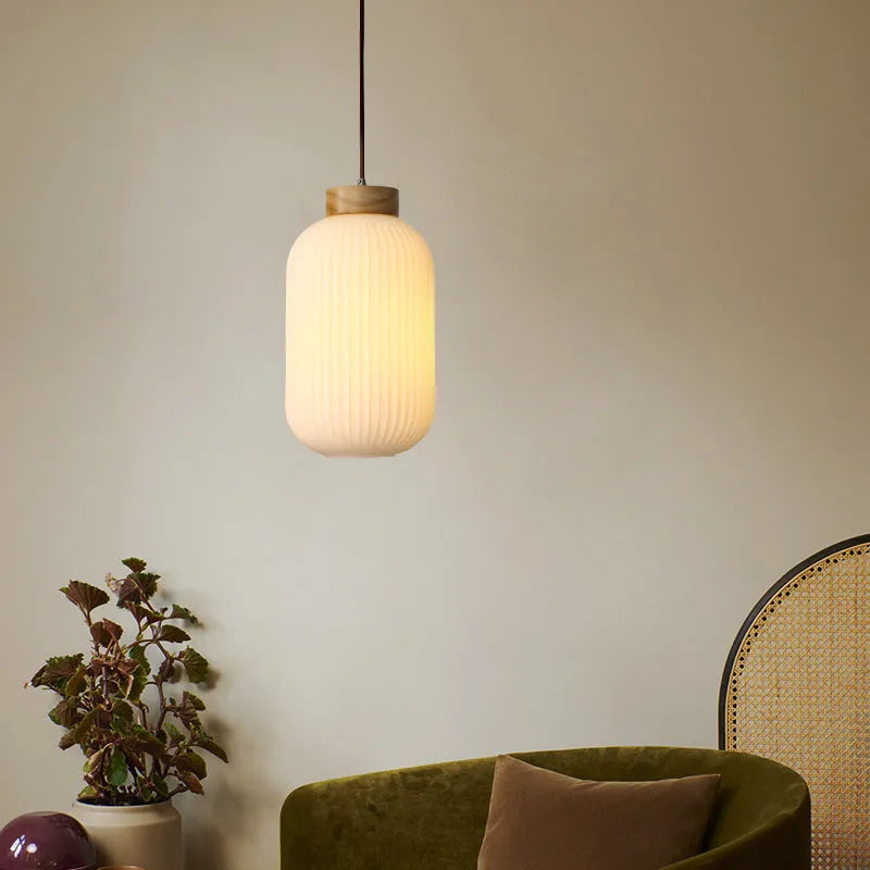 Chinese style wooden pendant ceiling light with retro Nordic design in three available sizes