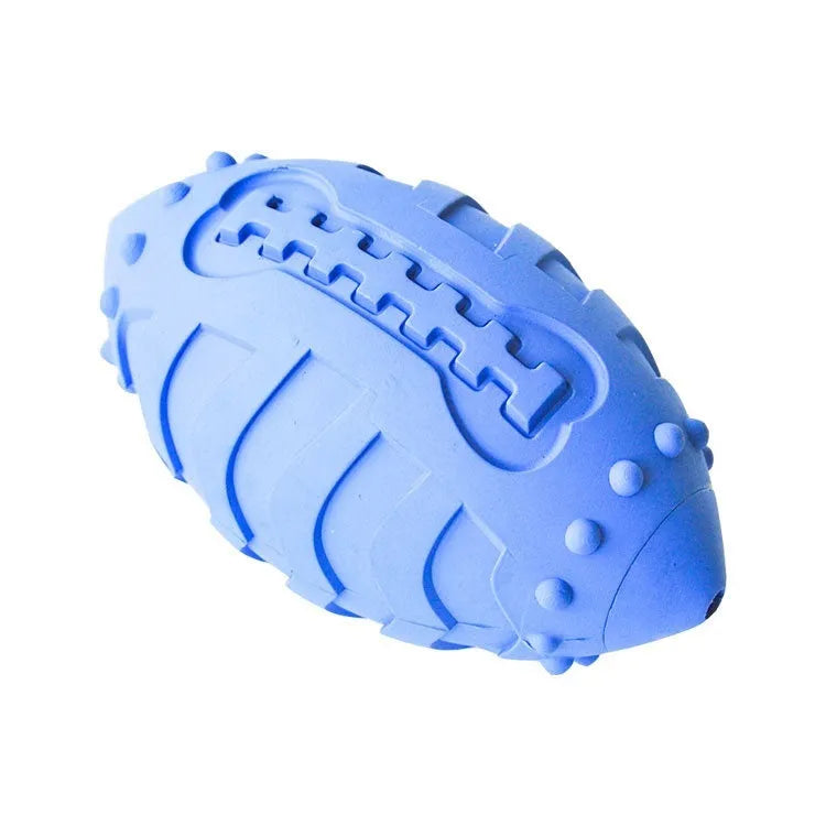Light green rubber rugby ball dog toy for interactive training and teeth cleaning