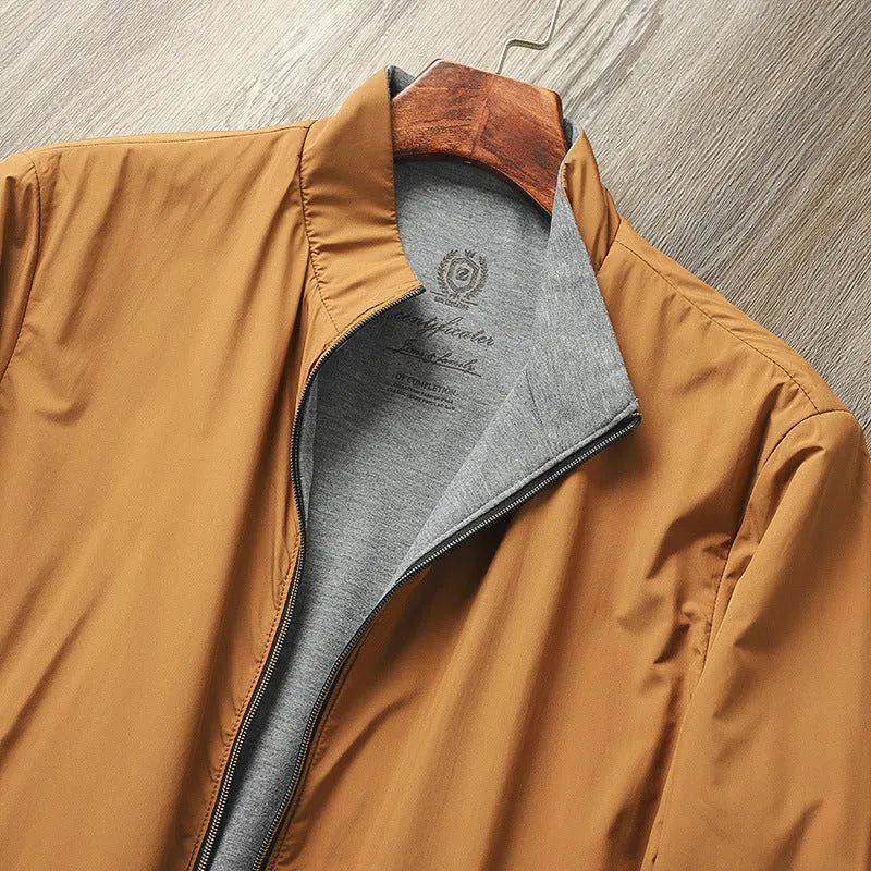 Men's stand collar business casual jacket in Army Green colour