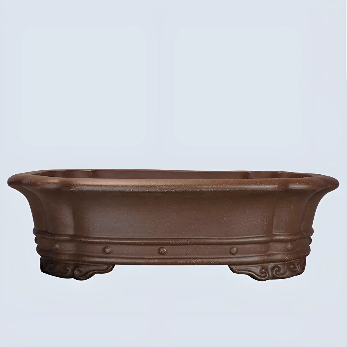 Handmade purple clay rectangular begonia flower pot with antique classical style