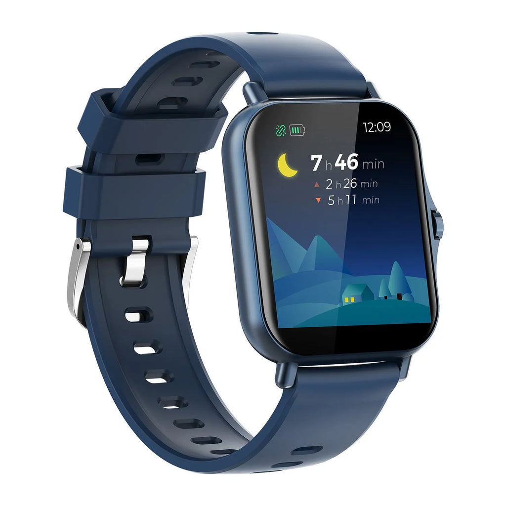 Smart watch with heart rate and blood pressure monitoring on curved touch screen display