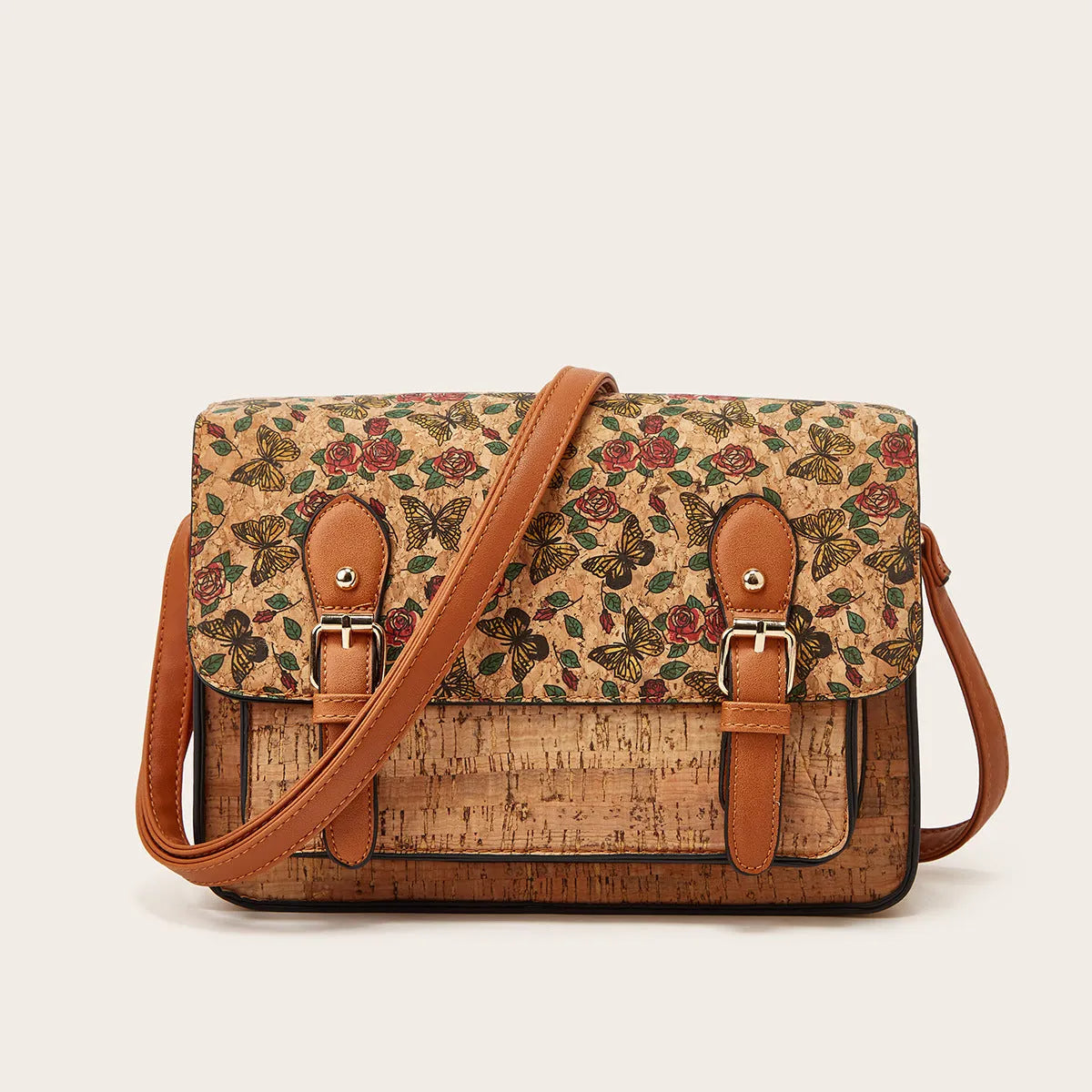 Women's printed crossbody bag in medium hardness PU with large capacity