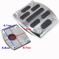Metal brake pedal skid plate for motorcycle or scooter, shown as a foot-type footplate.