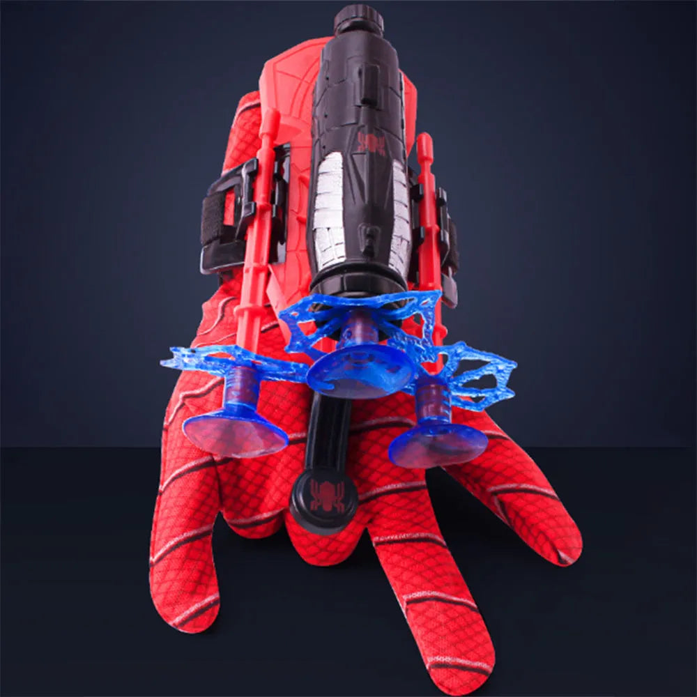 Plastic spider launcher wrist transmitter toy in green with one-size-fits-all fit and glove option