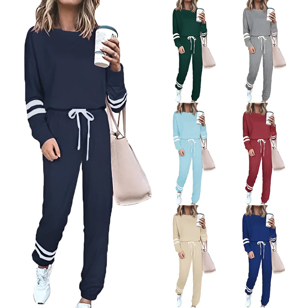 Women's plus size casual suit set in cotton blend fabric showing jacket and trousers in multiple colour options