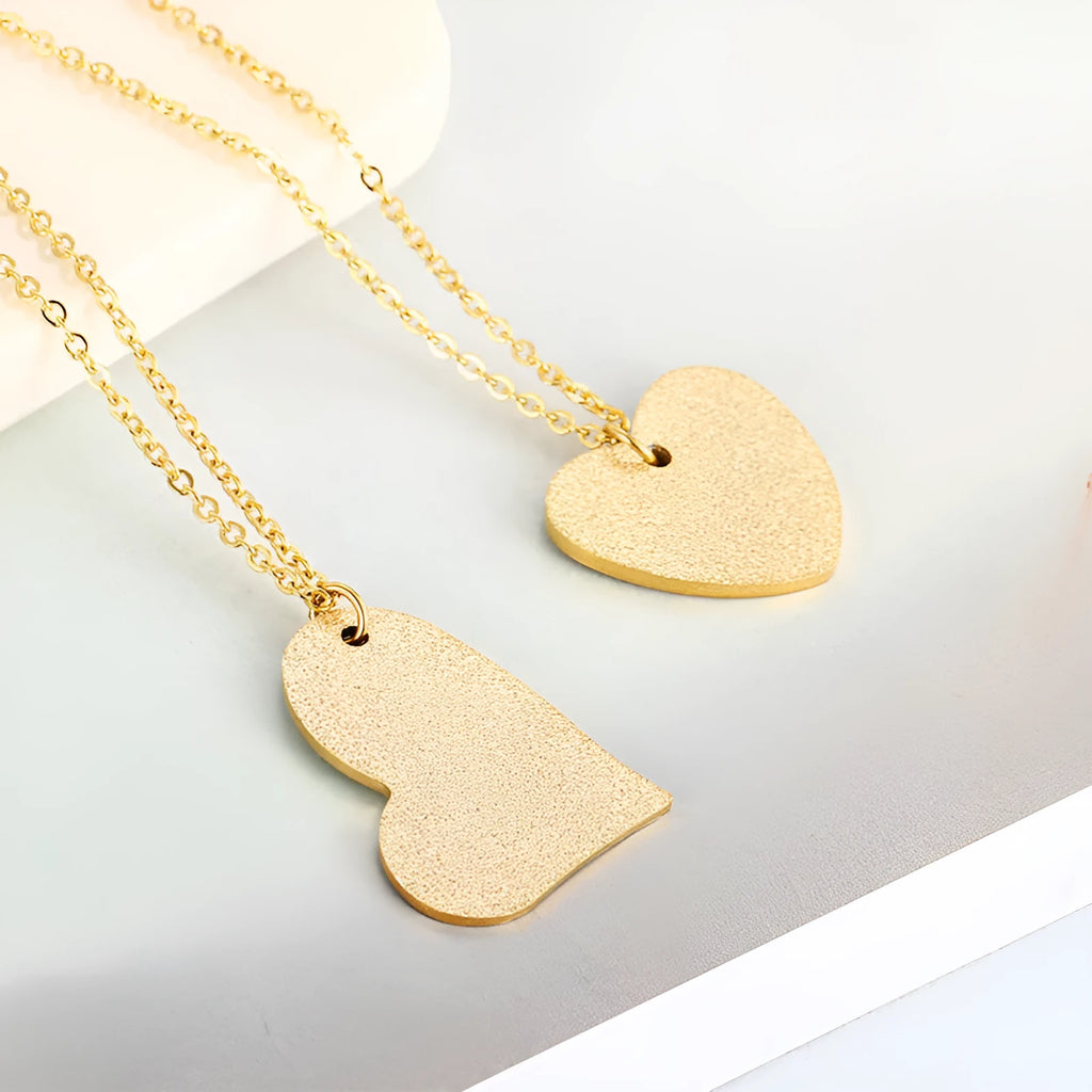 Women's silver heart-shaped titanium steel necklace with minimalist geometric design