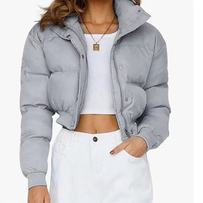 Women's loose fit polyester casual jacket in blue colour with long sleeves