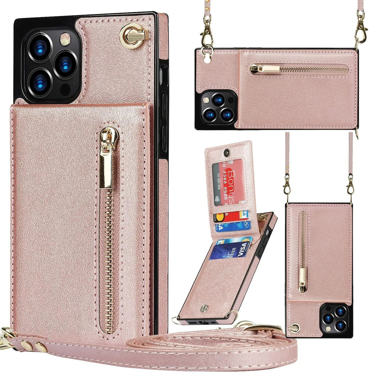 TPU and leather messenger style mobile phone case in solid colours for Samsung and iPhone models.