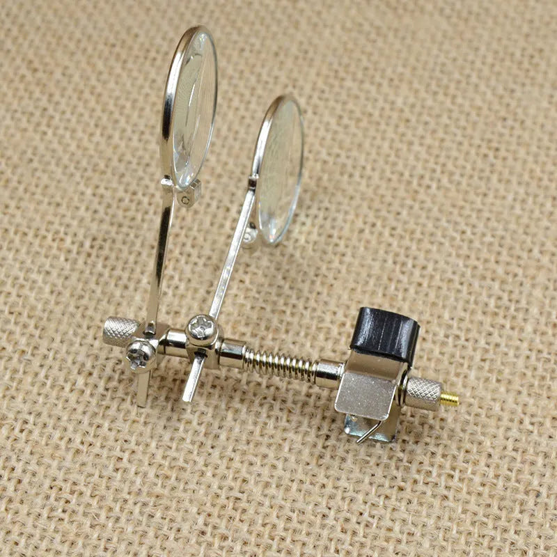 Metal bracket reading glasses clip-on mirror with glass lens for hands-free magnification