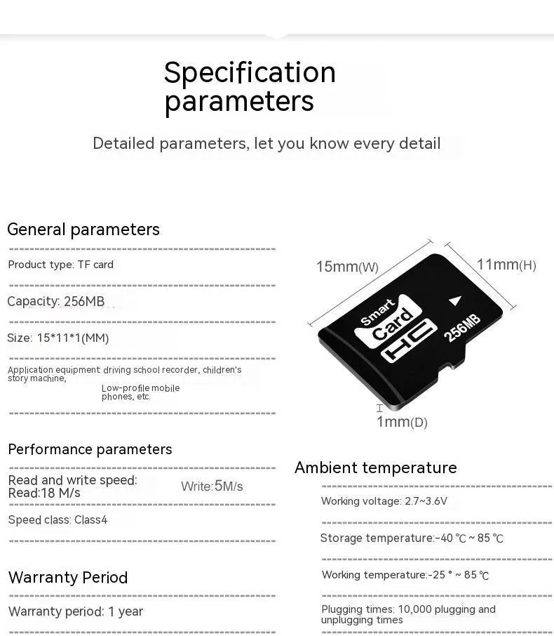 A single 256MB TransFlash (TF) memory card on a white background.
