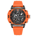 Men's black luminous waterproof quartz wristwatch with calendar display on 51mm case