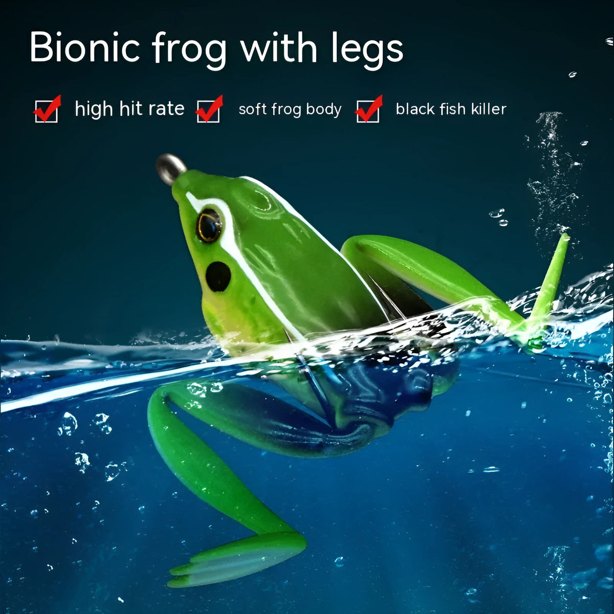 Luya bionic thunder frog fishing bait with double hooks in grass green colour